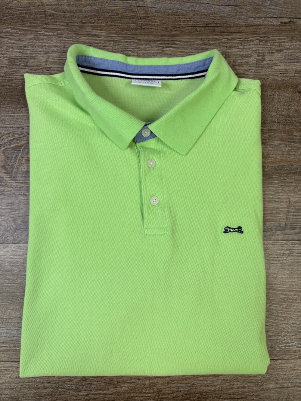 Le Tigre Neon Green Polo Shirt XXL Cotton Short Sleeve Classic Logo